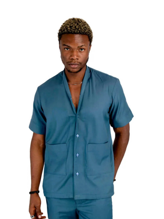 New Men's Kola Kudus Dele Blush Shirt Set | Blue