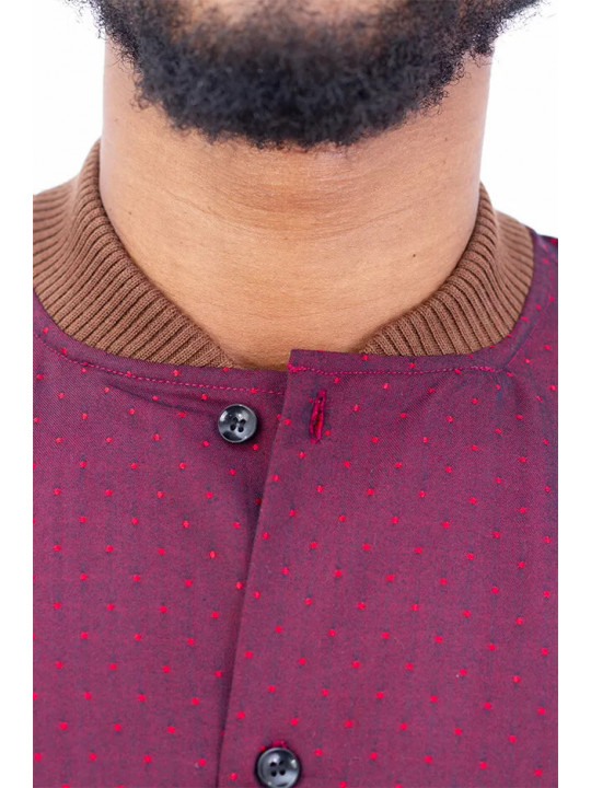 New Men's Kola Kudus Russet & Maroon Polka Dot Shirt Set | Wine