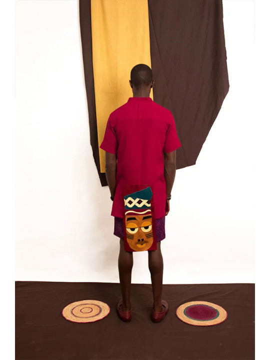 New Men's Kola Kudus Sahara Multi-Color Print Set | Red