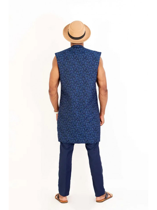 New Men's Kola Kudus Signature Custom Sleeveless Jacket | Blue