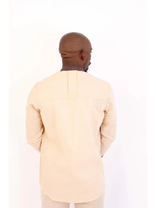 New Men's Kola Kudus Light Linen Shirt Set | Beige