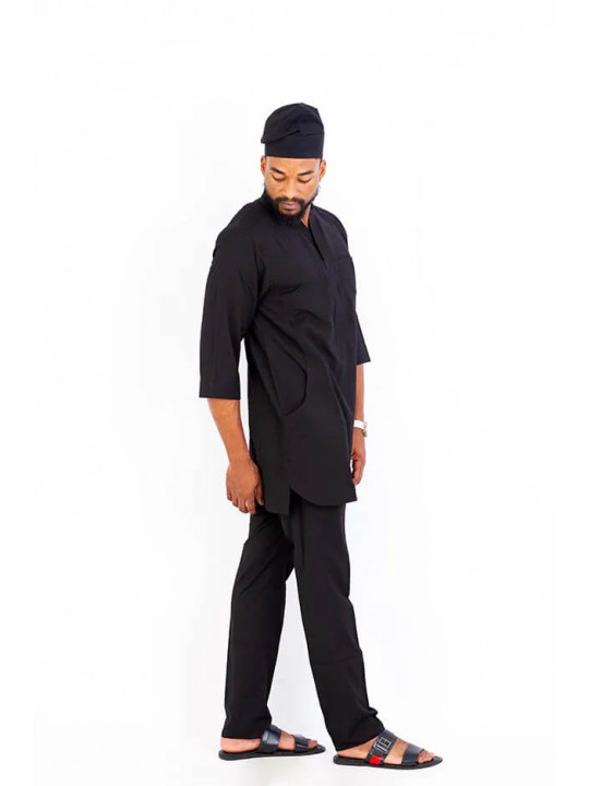 New Men's Kola Kudus Bachelor Two Piece Shirt Set | Black