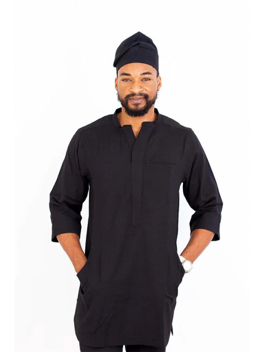 New Men's Kola Kudus Bachelor Two Piece Shirt Set | Black