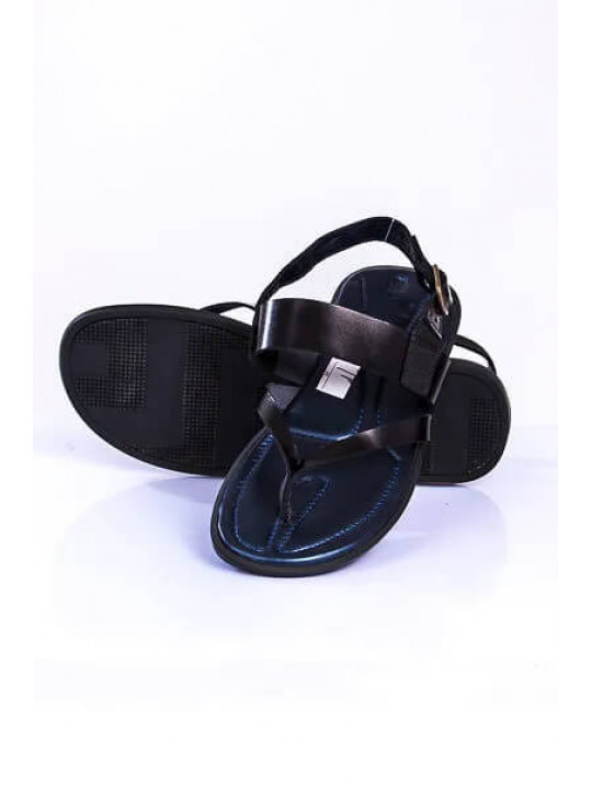 New Men's Kola Kudus Leather Sandal | Black & Blue