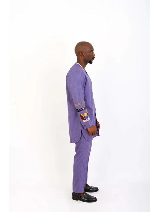 New Men's Kola Kudus Sahara Periwinkle Print Set | Purple