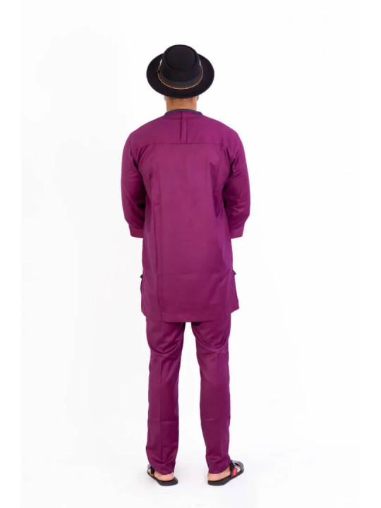 New Men's Kola Kudus Stripe Shirt Set | Purple