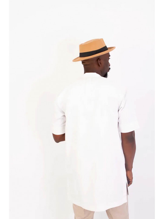 New Men's Kola Kudus Embroidery Tunic | White