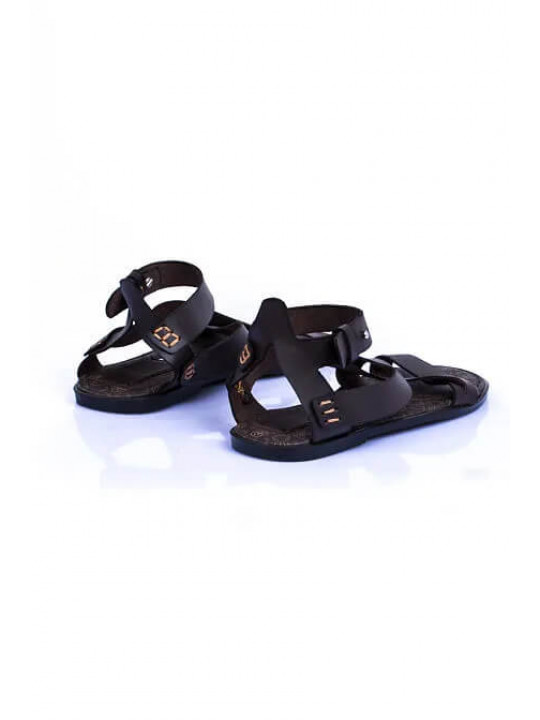 New Men's Kola Kudus Leather Sandal | Black & Gold