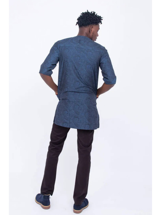 New Men's Kola Kudus Tunic Top | Navy Blue