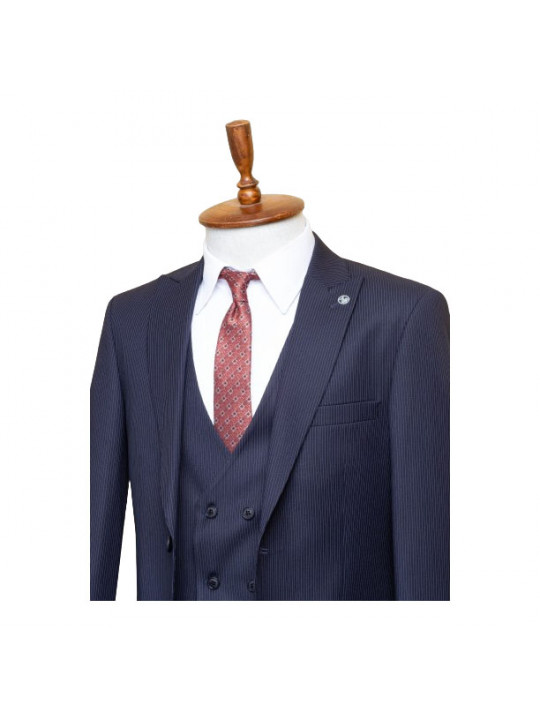 Senzo Rivolli Patterned Full Three Piece Suit | Blue