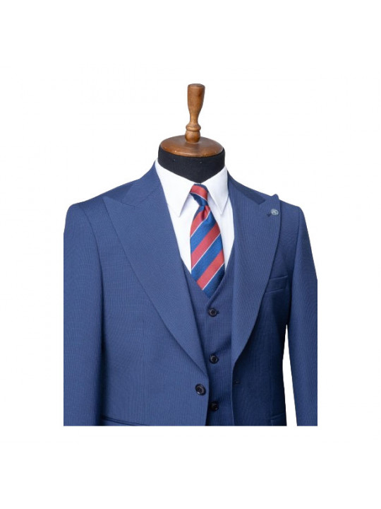 Senzo Rivolli Plain Full Three Piece Suit | Navy Blue