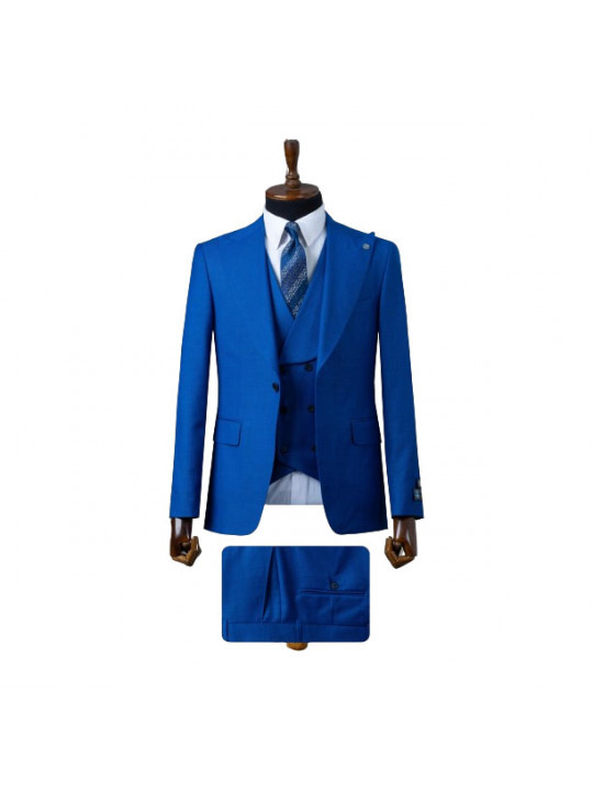 Senzo Rivolli Plain Full Three Piece Suit | Royal Blue