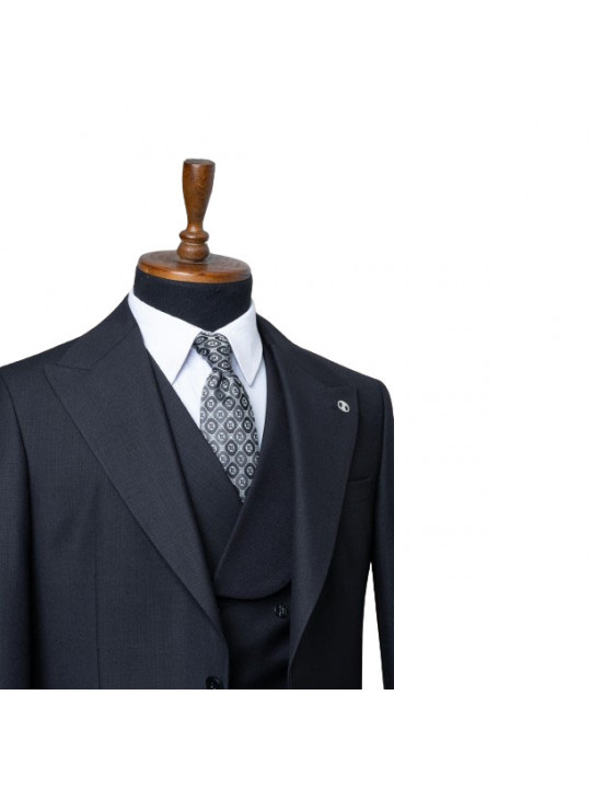 Senzo Rivolli Plain Premium Full Three Piece Suit | Black