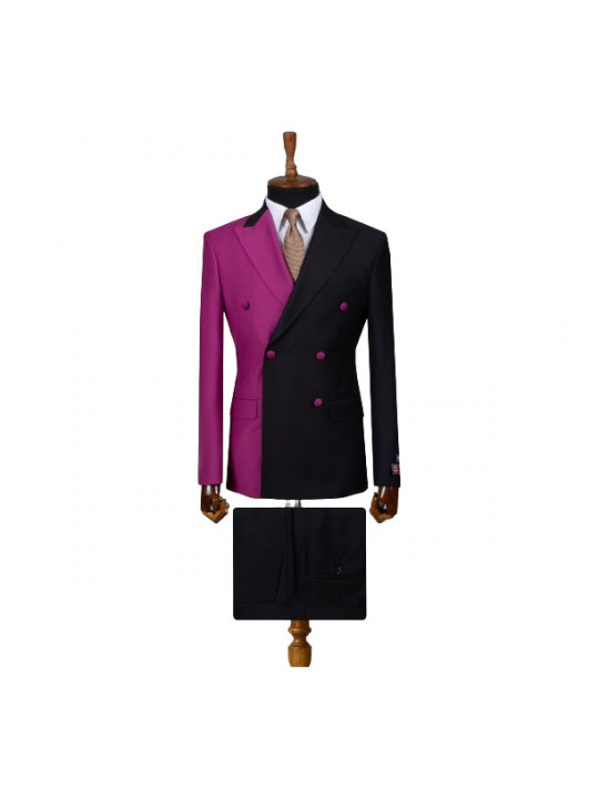 Senzo Rivolli Bicolored Double-breasted Suit | Black & Purple