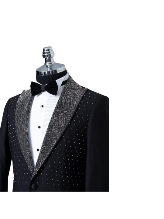 Senzo Rivolli Tuxedo with Shiny Silver Shawl Lapel | Black