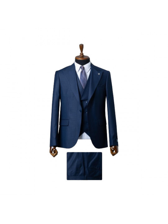 Senzo Rivolli Plain Premium Full Three Piece Suit | Blue