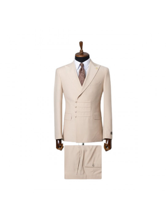 Two Piece Premium Suit With Lapel | Cream