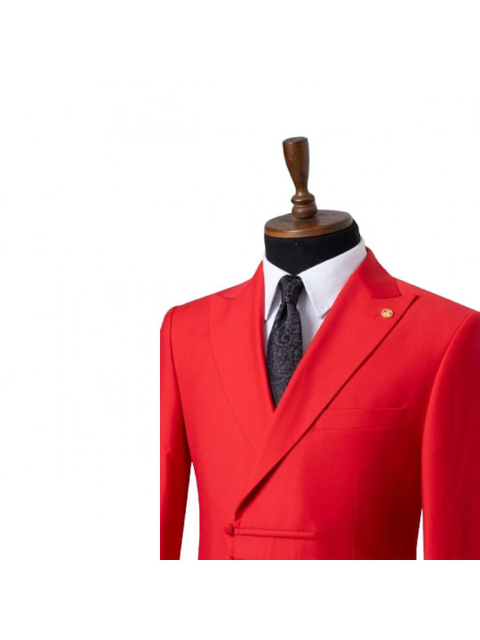 Two Piece Premium Suit With Lapel | Red