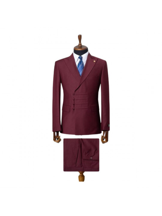 Two Piece Premium Suit With Lapel | Wine