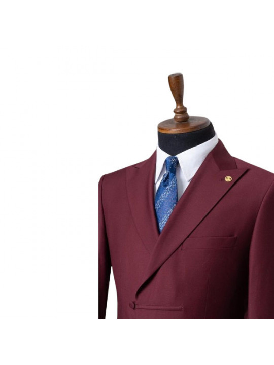 Two Piece Premium Suit With Lapel | Wine