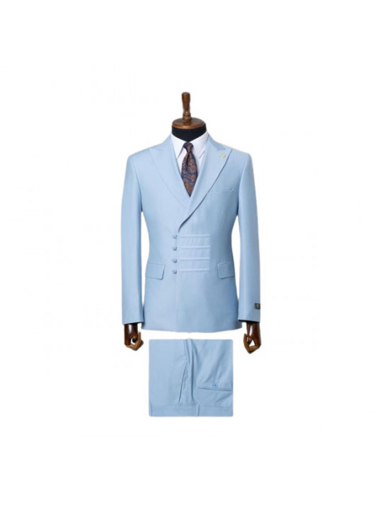 Two Piece Premium Suit With Lapel | Cloudy Blue