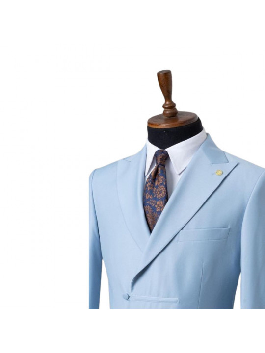 Two Piece Premium Suit With Lapel | Cloudy Blue