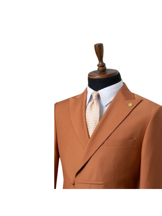 Two Piece Premium Suit With Lapel | Clay Brown