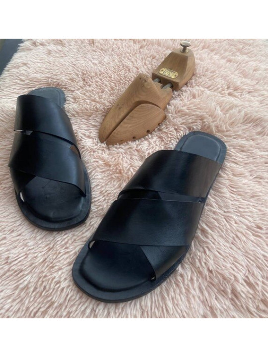 New Men Ade Footwear Action Leather Pam Sandal | Black