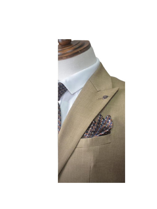 Hugo Two Button Two Piece Plain Premium Suit | Light Brown