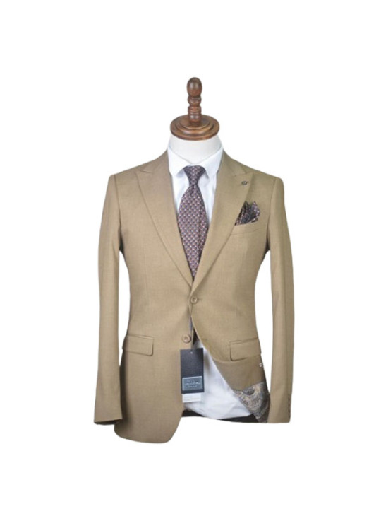 Hugo Two Button Two Piece Plain Premium Suit | Light Brown