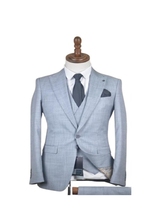Hugo Two Button Three Piece Plain Premium Suit | Light Grey
