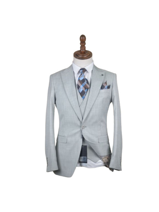 Hugo Two Button Three Piece Plain Premium Suit | Pale Offwhite
