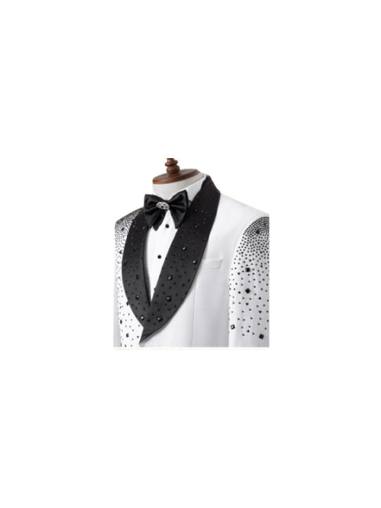 Marco Lorenzo Two Piece Ceremonial Suit with Stones | Black | White