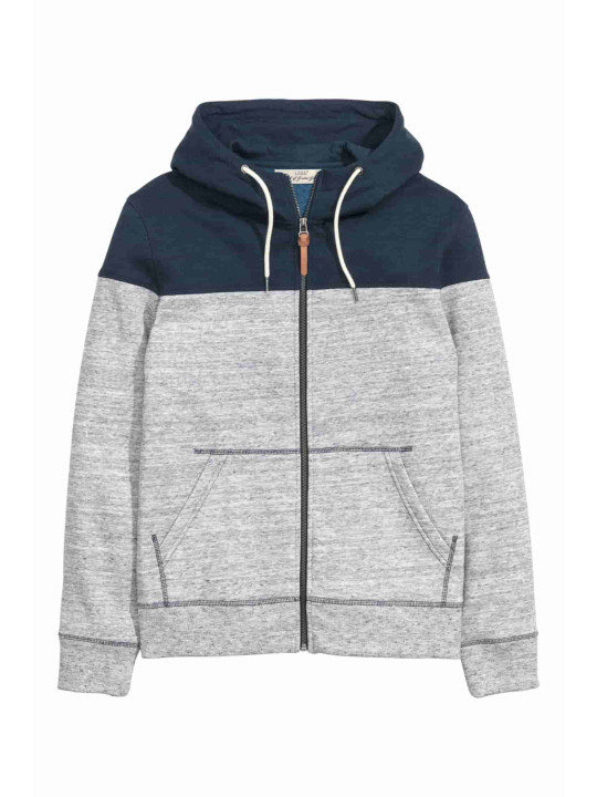 NEW ARRIVAL H&M BLOCK-COLOURED HOODED JACKET | GREY 