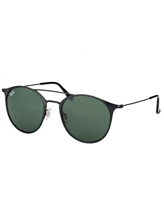 New Ray-Ban Top Matte Black Metal Round Sunglasses with Green Lens | Black 