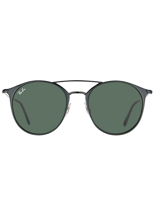 NEW RAY-BAN BLACK TOP MATTE BLACK METAL ROUND SUNGLASSES WITH GREEN LENS