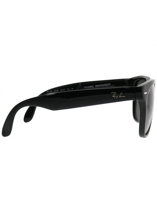 New Ray-Ban Unisex Folding Wayfarer 601/58 Black Plastic Sunglasses