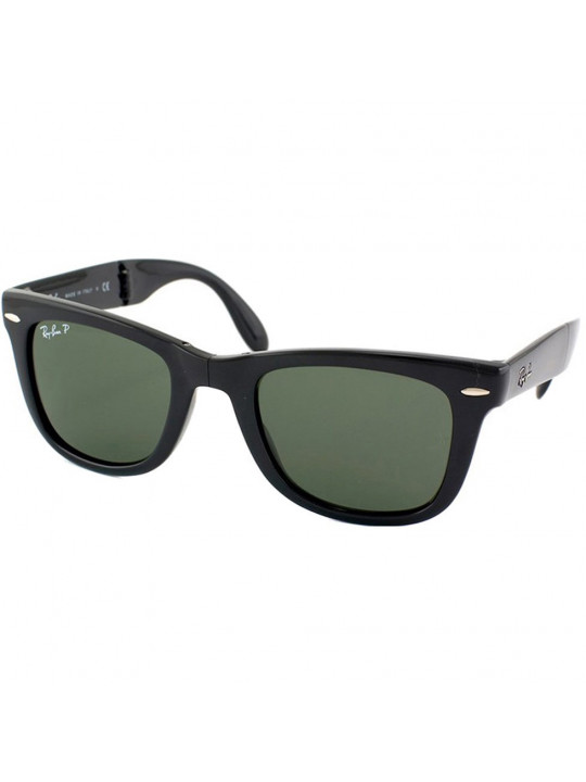 New Ray-Ban Unisex Folding Wayfarer 601/58 Black Plastic Sunglasses
