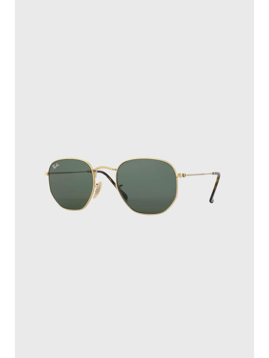 New Ray-Ban Hexagonal Flat Gold Frame Green Classic 51mm Lens Sunglasses
