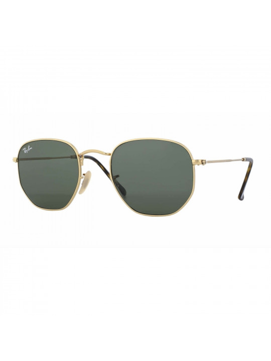 New Ray-Ban Hexagonal Flat Gold Frame Green Classic 51mm Lens Sunglasses