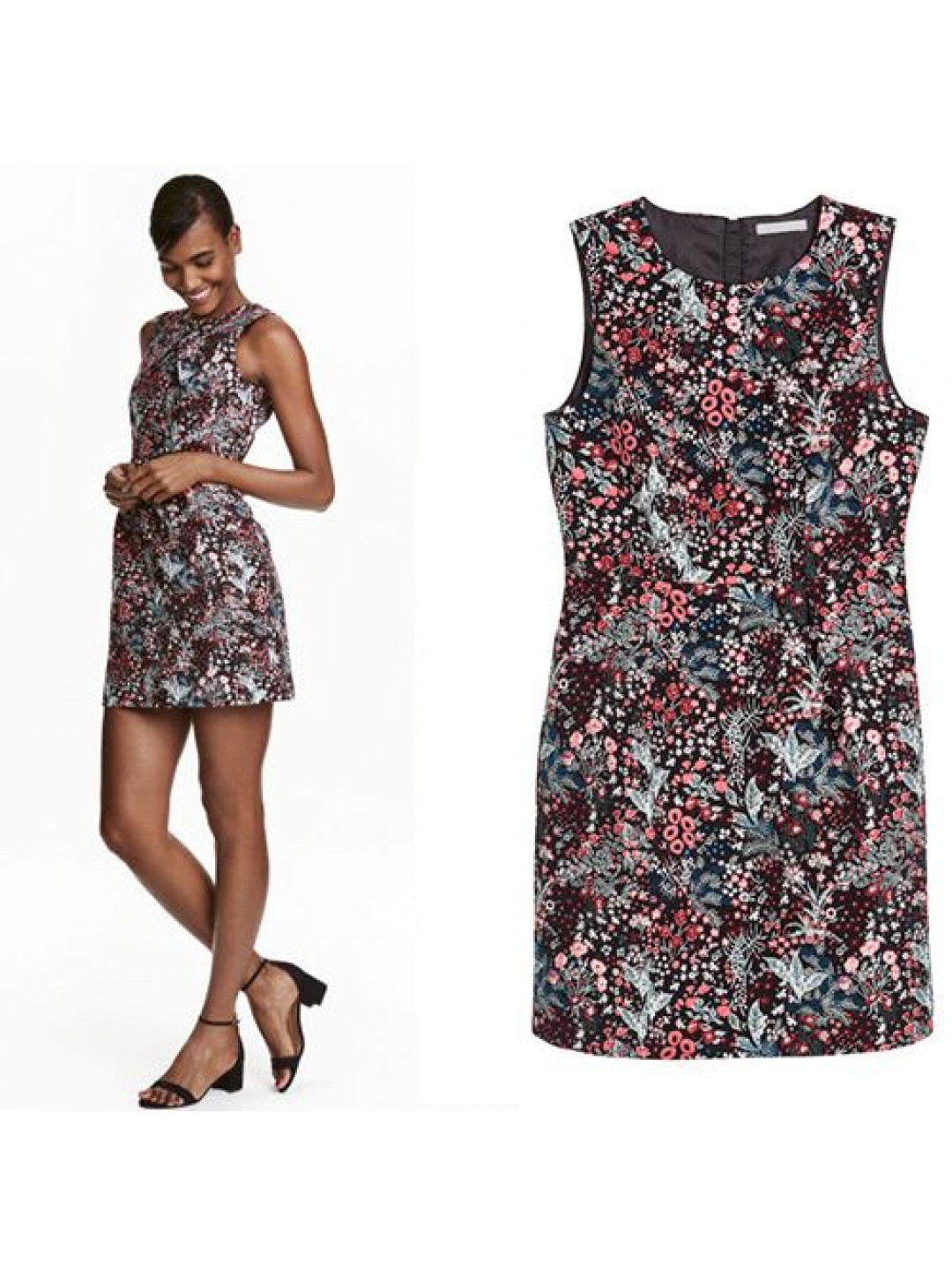 NEW H&M WOMEN'S JACQUARD WEAVE DRESS | FLORAL