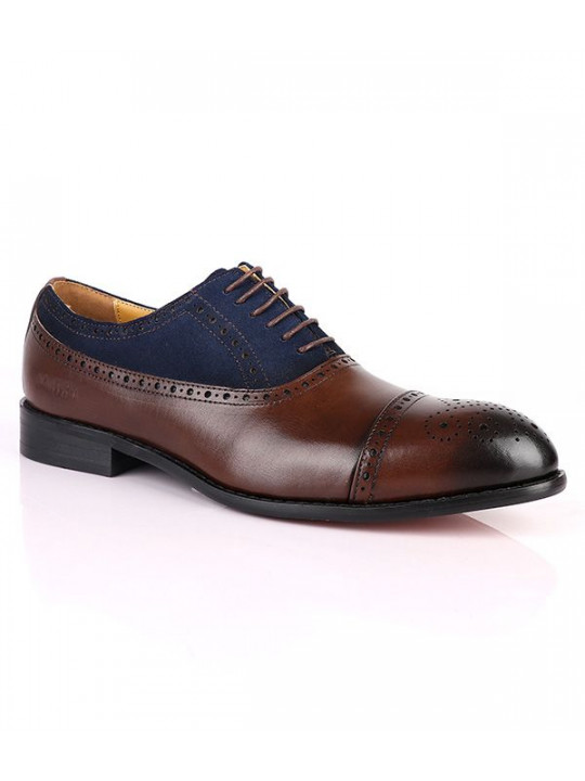 NEW JOHN FOSTER BROGUE LACE UP LOAFERS | BLUE BROWN