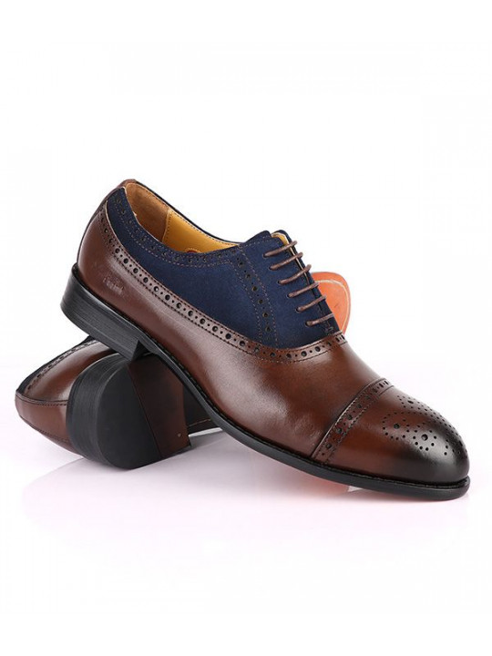 NEW JOHN FOSTER BROGUE LACE UP LOAFERS | BLUE BROWN