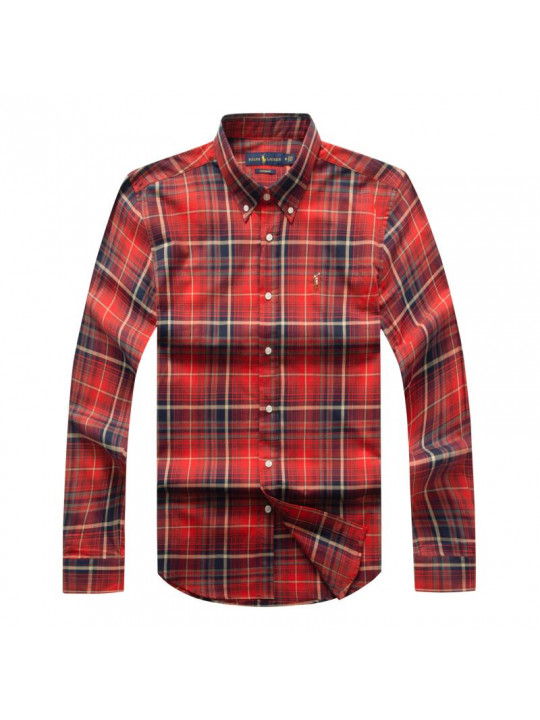 NEW POLO RALPH LAUREN SHIRT WITH CHECK MULTI COLOR DETAILS | RED