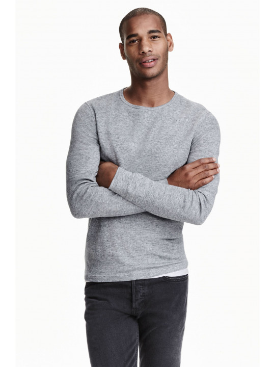 NEW H&M MEN'S WAFFLLED LONG SLEEVE TOP|GREY
