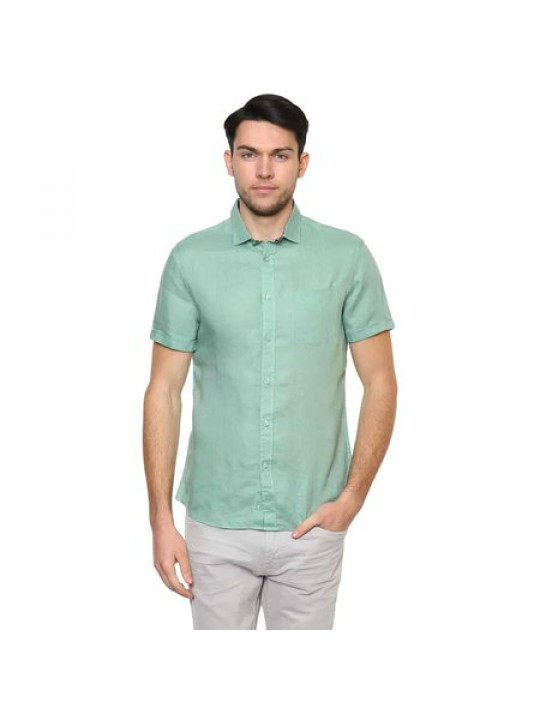 New Celio 100% Linen Slim Collar SS Shirt | Mint Green