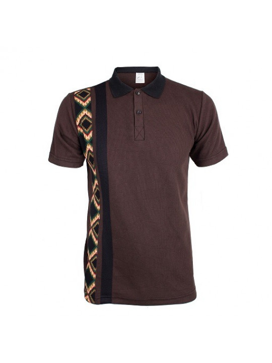 New DXS Premium Polo Shirt with  Aztec Pattern - Brown
