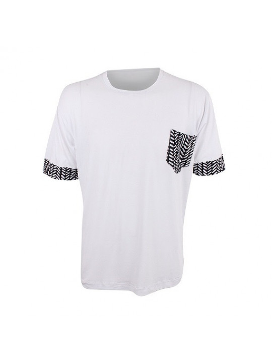 New Oversize  Cotton SS Tee Shirt  with Aztec Details - White