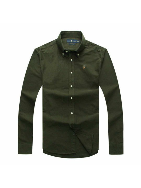 NEW OXFORD POLO RALPH LAUREN LS  SHIRT WITH TINY CRESTED PONY | ARMY GREEN