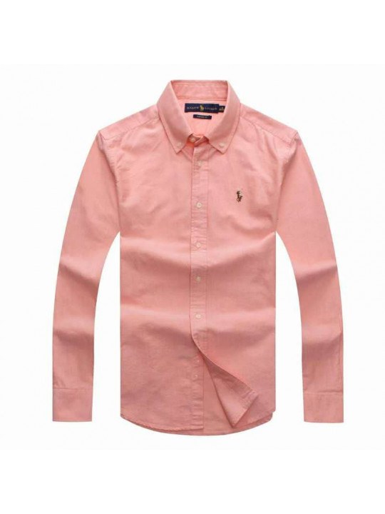 CLASSIC POLO RALPH LAUREN LONG SLEEVE SHIRT WITH CRESTED TINY PONY |PINK